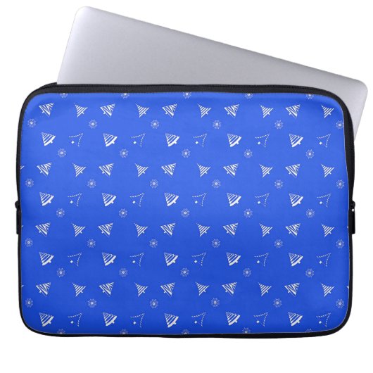 Weihnachtsfeiertags-Blaumuster Laptopschutzhülle (Vorderseite)