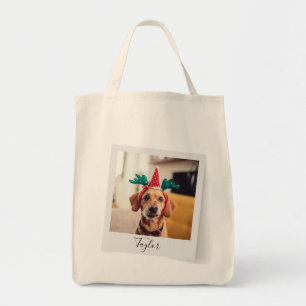 Weihnachtsfeiertags-Brauch Festlicher Hund Foto Tragetasche