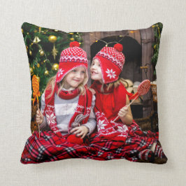 Weihnachtsfeiertags-Familien-Foto Kissen