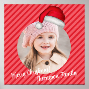 Weihnachtsfeiertags-Foto Festliches Rot Gestreift Poster