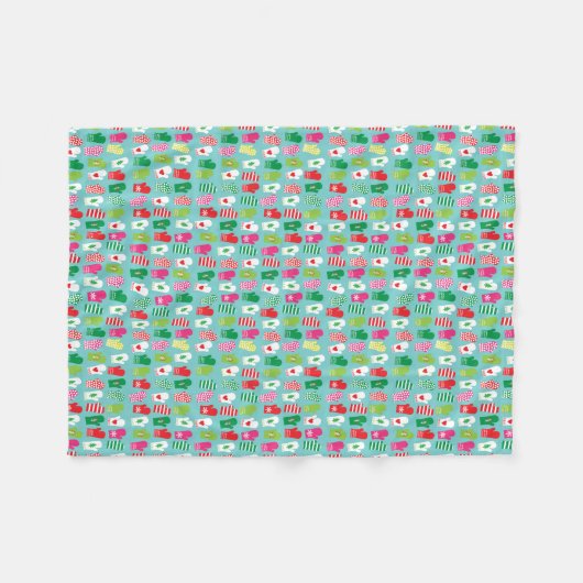 Weihnachtsfeiertags-Handschuh-Muster Fleecedecke (Vorderseite (Horizontal))