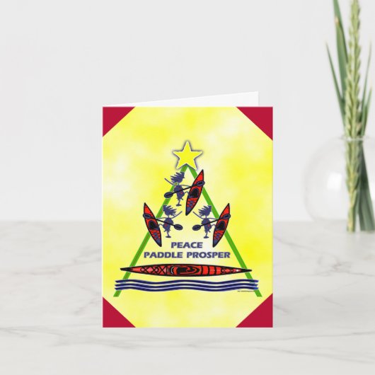 Weihnachtsfeiertags-Kajak-Karte Feiertagskarte (Vorderseite)