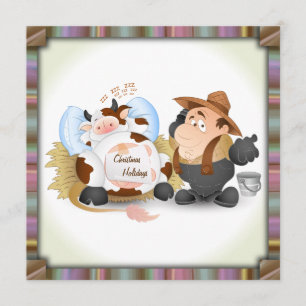 Weihnachtsfeiertags-Party Einladung - lustige Kuh