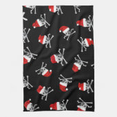 Weihnachtsfeiertags-Piraten-Schädel auf Schwarzem Handtuch (Vertikal)