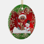 Weihnachtsfeiertags-Ren-Cartoonverzierung Keramikornament (Rechts)