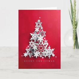 Weihnachtsfeiertags-Rot mit weißem Weihnachtsbaum Feiertagskarte