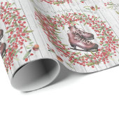 Weihnachtsfeiertags-rustikaler Wreath und Skate Geschenkpapier (Rolleneckpunkt)