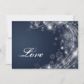 Weihnachtsfeiertags-Schneeflocke-blaue Hochzeit Einladung (Rückseite)