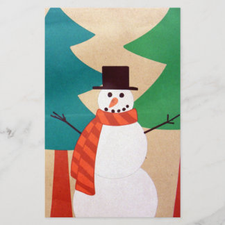 Weihnachtsfeiertags-Schneemann u. Bäume Briefpapier