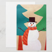 Weihnachtsfeiertags-Schneemann u. Bäume Briefpapier (Vorne/Hinten)