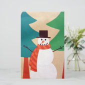 Weihnachtsfeiertags-Schneemann u. Bäume Briefpapier (Stehend Vorderseite)