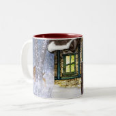 Weihnachtsfeiertags-Szene Zweifarbige Tasse (Vorderseite Links)