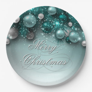 Weihnachtsfeiertags-Verzierungen - aquamarin Pappteller
