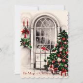 Weihnachtsfenster 2-seitige Fotokarte Feiertagskarte (Rückseite)
