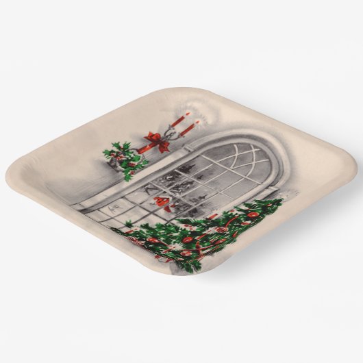 Weihnachtsfenster beleuchten Platz Pappteller (Gewinkelt)