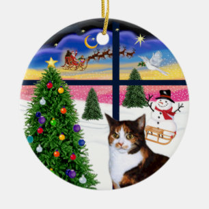 Weihnachtsfenster - Calico Cat (Amer.Kurz Hair) Keramikornament