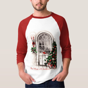 Weihnachtsfenster Herrenhemd T-Shirt