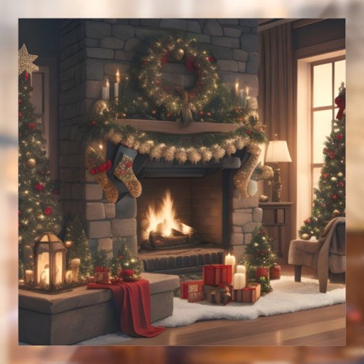 Weihnachtsfenster im Fireplace Fensteraufkleber (Blatt 2)