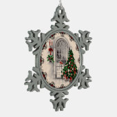 Weihnachtsfenster im Jahrgang Schneeflocken Zinn-Ornament (Links)