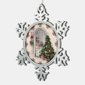 Weihnachtsfenster im Jahrgang Schneeflocken Zinn-Ornament (Rechts)