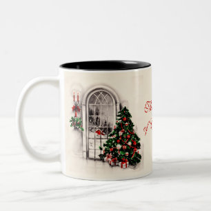 Weihnachtsfenster-Kaffee-Tasse Zweifarbige Tasse