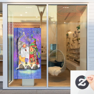 Weihnachtsfenster Klammern mit Singen-Singen-Gnome Fensteraufkleber