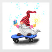 Weihnachtsfenster Klammern Skater Gnome mit Gesche Fensteraufkleber (Blatt)