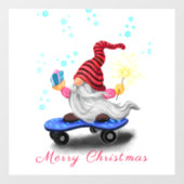 Weihnachtsfenster Klammern Skater Gnome mit Gesche Fensteraufkleber (Blatt)