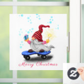 Weihnachtsfenster Klammern Skater Gnome mit Gesche Fensteraufkleber (Zuhause)