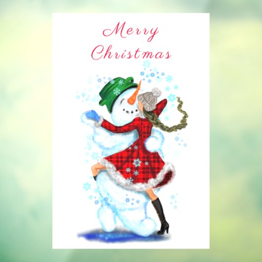 Weihnachtsfenster Klammern Snowman und Girl Dancer Fensteraufkleber (Blatt 3)