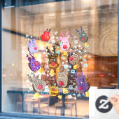 Weihnachtsfenster Klammern Toys Dees with Bells Fensteraufkleber (Café-Fenster)