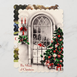 Weihnachtsfenster Lichter flache Fotokarte Feiertagskarte