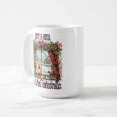 Weihnachtsfenster mit festlichen Dekorationen und  Kaffeetasse (Vorderseite Links)