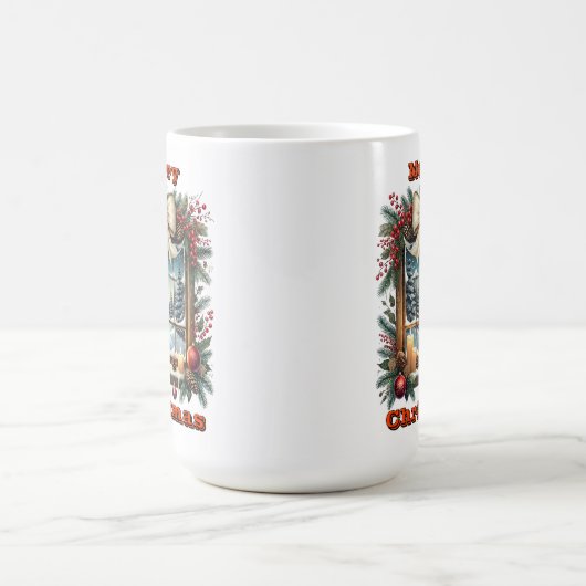Weihnachtsfenster mit Winterlandschaft Kaffeetasse (Mittel)
