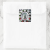 Weihnachtsfenster Quadratischer Aufkleber (Tasche)