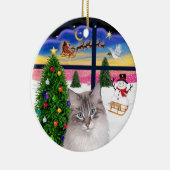 Weihnachtsfenster - Ragdoll-Katze Keramikornament (Rechts)