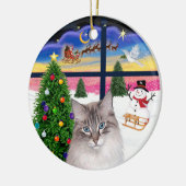 Weihnachtsfenster - Ragdoll-Katze Keramikornament (Links)