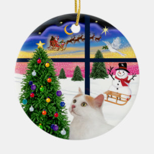 Weihnachtsfenster - Türkisch Van Katze Keramikornament