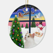 Weihnachtsfenster - Türkischer Van Cat Keramikornament (Links)