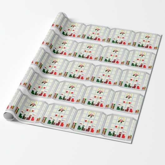 Weihnachtsfenster-Wrackpapier Geschenkpapier (Ungerollt)