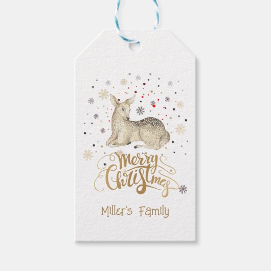 Weihnachtsferd & Frohe Weihnachtstypografie Geschenkanhänger (Vorderseite)