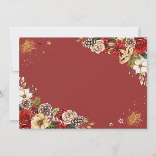 Weihnachtsferd-Gold-Poinsettia Save the Date Einladung (Rückseite)