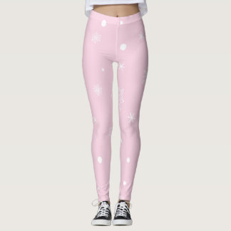 Weihnachtsferien-Ästhetik-Schneeflocke Rosa Leggings