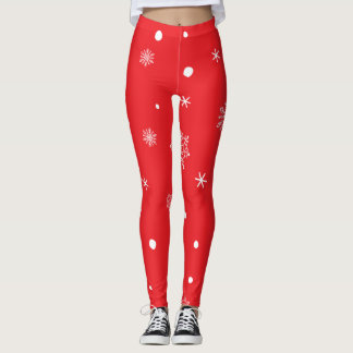 Weihnachtsferien-Ästhetik-Schneeflocke Rot Leggings