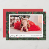 Weihnachtsferien-Beeren-Fotokarte Feiertagskarte (Vorne/Hinten)