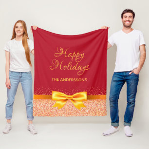 Weihnachtsferien Bugband Rose rot Fleecedecke