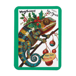Weihnachtsferien Chamäleon Magnet