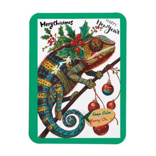 Weihnachtsferien Chamäleon Magnet (Vertikal)
