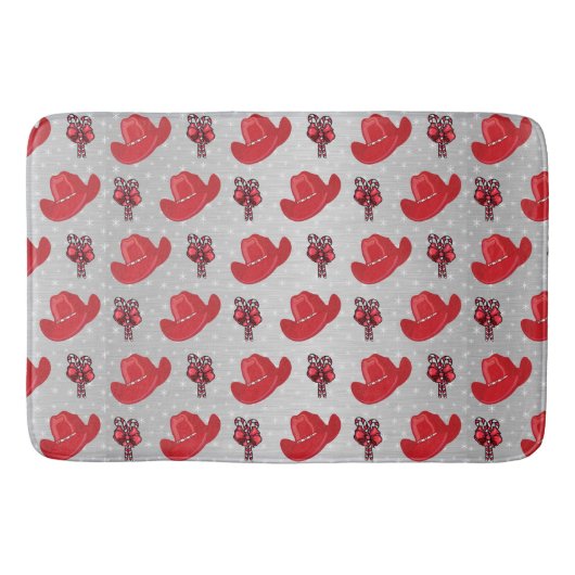 Weihnachtsferien Cowboy Hats und Candy Canes Badematte (Vorderseite)