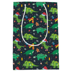 Weihnachtsferien-Dinosaurier-Geschenkpapier Mittlere Geschenktüte